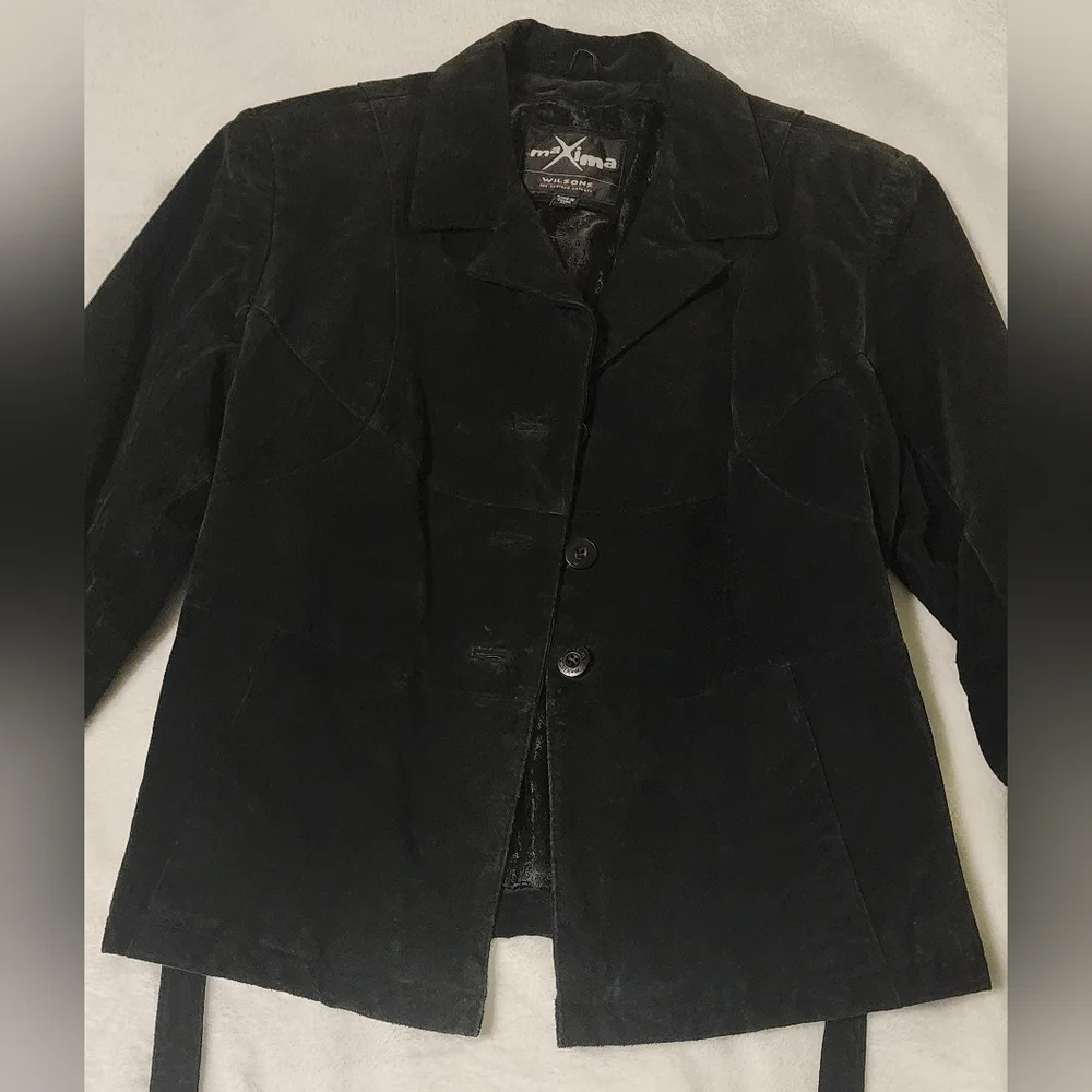Wilsons Leather Vintage Black Suede Jacket, Size XL - Picture 3 of 7